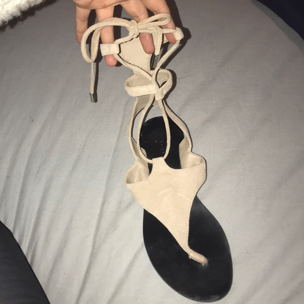 Kendall + Kylie tan wrap sandals